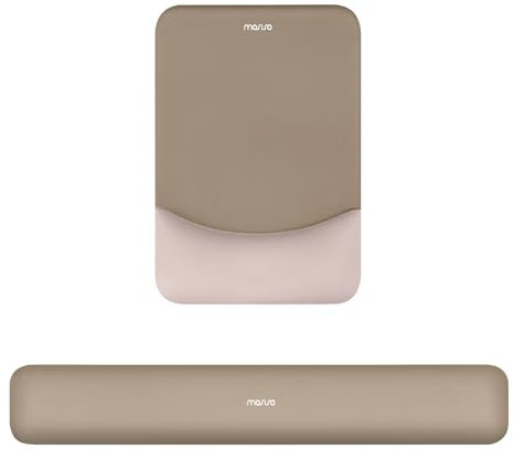 MOSISO Wrist Rest Support for Mouse Pad&Keyboard Set, Rectangular Ergonomic Mousepad Non-Slip Base Home/Office Pain Relief&Easy Typing Pad with Neoprene Cloth&Raised Curved Memory Foam, Bronze Brown
