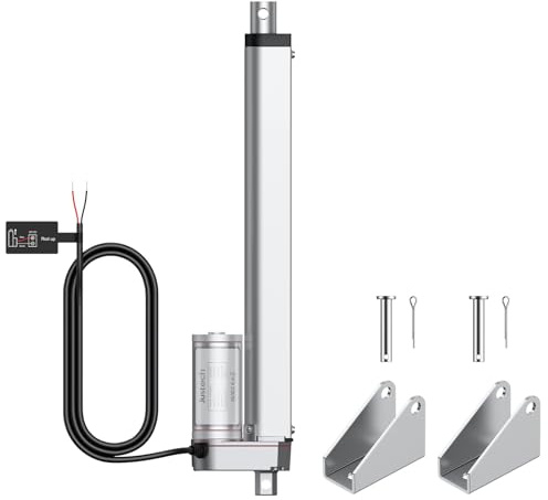 Justech Motor Actuador Lineal 250mm 12V DC,Accionamiento Lineal de Aluminio 1500N 10mm/s,Carrera Máxima 250 mm,Bajo Nivel de Ruido,IP65 Impermeable para Elevar Televisores/Mesas/Sofás(Plateado)