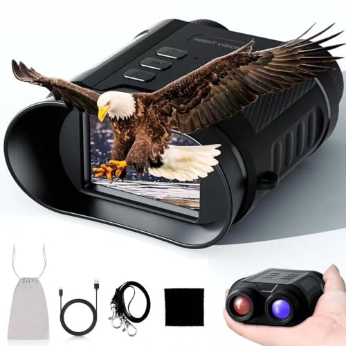 Nachtsichtbrille, 4K Digitales Infrarot-Nachtsicht-Fernglas für Erwachsene, 32 GB TF-Karte, 6,1 cm Bildschirm, wiederaufladbar, Jagd-Nachtsicht mit 7 Helligkeitsstufen, Nacht und Tag