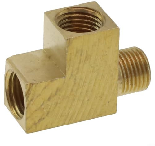 HEIBTENY Messing Winkeladapter M10x1 T-Typ-Verteilerwinkeladapter Öldrucksensoranschluss Buchse Adapter Messing Öldrucksensor T-Stück Stecker Öldruckmesser Adapte