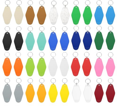 QUARKZMAN 40Pcs Porte-Clés d'Hôtel Vierges, Vintage Plastique Rhombus Porte-Clés Motel Étiquettes de Clés Porte-Clés pour Étiquettes de Bagages DIY, Couleur Mixte