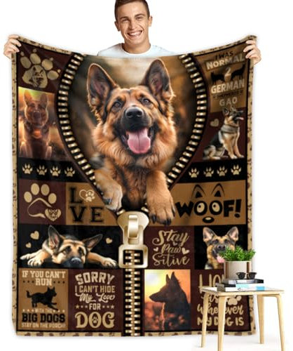 Deutscher Schäferhund, Decke für Kinder, Jungen, Mädchen, Deutscher Schäferhund, Geschenke für Hundeliebhaber, superweich, flauschig, Flanell-Überwurfdecke, Deutscher Schäferhund, Plüsch, Geschenk für
