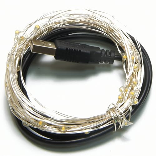 KARSUM Guirlande lumineuse LED alimentée par USB, fil argenté, 5 m, 50 lumières scintillantes pour intérieur, chambre à coucher, jardin, fête, mariage, décoration de fête de Noël (rose, 5 m)