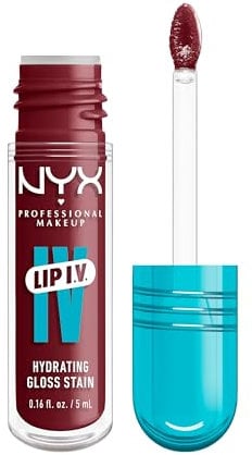 NYX Professional Makeup Feuchtigkeitsspendender Lipgloss und Lip Stain, Bis zu 12 Stunden Pflege, Lip IV Hydrating Gloss Stain, Farbe: Drippin' In Rose