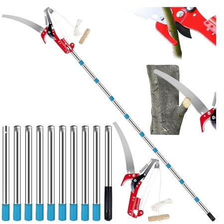 NEWFUN Sega manuale per potatura, Svettatoio Telescopico,2 In 1Taglia Rami Giardino Telescopico Manuale,da 82-448 cm,Regolabile in Altezza Attrezzi da Giardinaggio Altezza Per Segare e Cesoiare