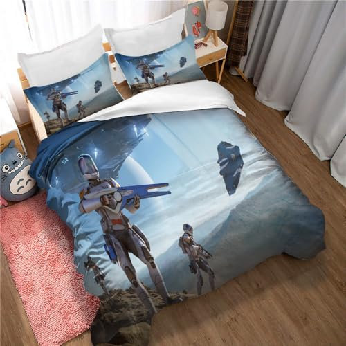 Ste-X Bettbezug-Set Für Kinder Elite Dangerous Bettbezug Für Jungen, Mädchen Und Teenager, Dekoratives 3-teiliges Bettwäscheset In Doppelbettgröße, Cooles Design (ED 04,135x200cm)