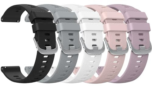 Vancle 18MM Bracelet Compatible pour Garmin Venu 3S/Venu 2S/Garmin Forerunner 265S/255S/255S Femme Homme, Silicone Bracelet pour Garmin Vivoactive 4S/Vivomove 3S (A5 Pack, 18MM)