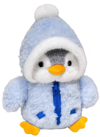 CHUNLINLAODA Pinguin Kuscheltier 25cm Pinguin Plüschtier, Süßes Kuscheltier Plüsch mit Hut, Plüsch Geschenke für Mädchen und Jungen (Blau)