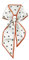 GIMIRO Satin Seidenschal 148 x 13,5 cm Krawatte Double Layer Bund Damenkrawatte Geometrisches Polka-Dot Muster Weiß mit Schwarzen Punkten und Orange Bordüre (White Orange Polka Dot)