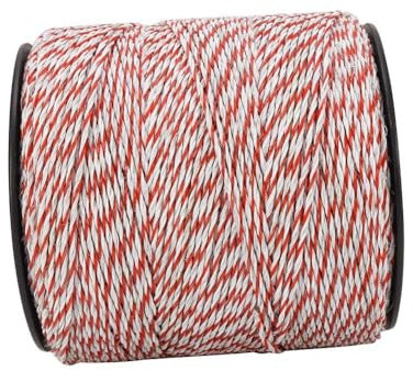 200m Electric Fence Wire, 6 Strands Stainless Steel Wire Reel Nylon Electric Fence Rope, Portable Rust Resistance Electric Fence Tape Polywire for Farm Horse Sheep Fencing