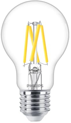 Philips Master LED E27 A60/GLS Filament Clear 3.4W Light Bulb, 40W Equivalent, 470lm, Dim to Warm 2200K–2700K, CRI 90+, Dimmable Decorative Vintage Style Lamp for Living Rooms, & Bedrooms