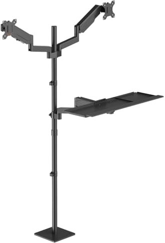 my wall Supporto regolabile in altezza - HP124L, scrivania regolabile in altezza, supporto regolabile con molla a gas, scrivania per computer per 2 monitor e tastiera