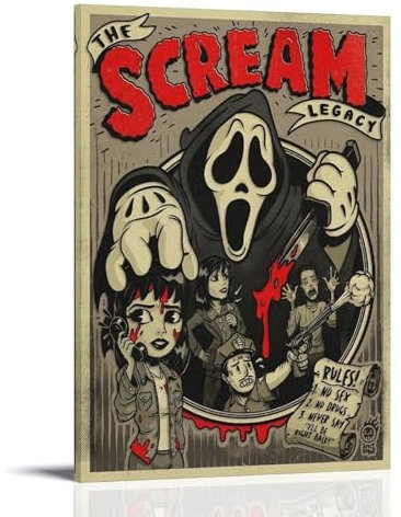 PANTTING Scream Horror-Film-Poster, ästhetischer Leinwand-Kunstdruck, Heimdekoration für Schlafzimmer, Wohnzimmer, 20 x 30 cm, Rahmenstil