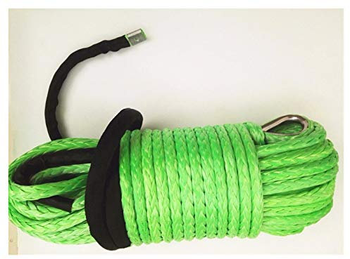 Winch Rope, Green 12mm*45m Synthetic Winch Rope With Thimble And Sheath,ATV Winch Cable,Winch Rope 12mm,Plasma Rope