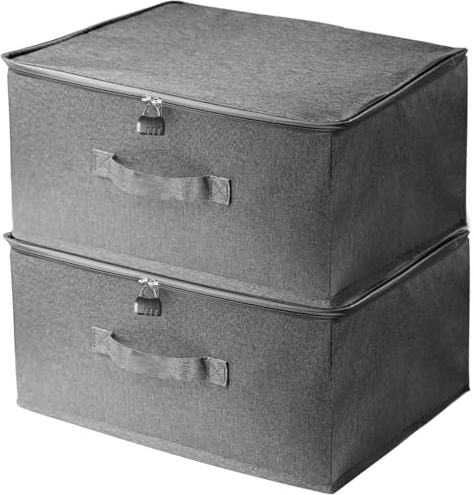 BAIFULAI 2X Abschließbare Aufbewahrungsbox mit 2 Zahlenschlössern mit Deckel Stoffbox mit Schlüssel für Schlafzimmerschrank (30x20x14cm)