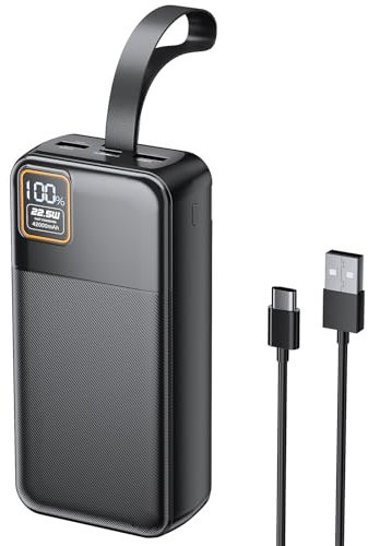 EnergyQC Power Bank 42000mAh PD 22.5W USB C Portable Charger Station with LED Display Battery Pack Fast Charging for iPhone 16/15/14/13, Tablet, Samsung Galaxy and More, Black