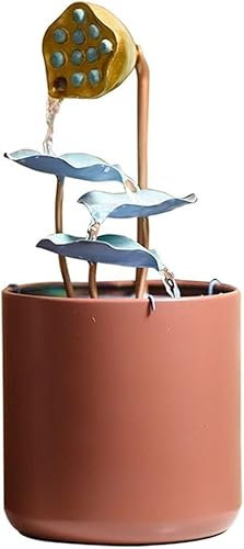 QMOWIZ Fontaine Interieur Ferme de Bureau à 3 Niveaux Base cylindrique avec Une Pompe à Eau à l'appui Fontaine Bouddha