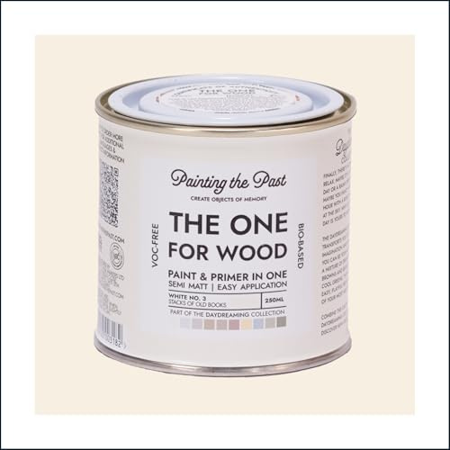 The One for Wood Paint & Primer 250ml White No. 3 Stacks of Old Books | Semi Matt Finish, Bio-Based & VOC-Free Formula for Wooden Furniture & Surfaces | Durable & Easy Indoor Home Decorating