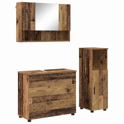 vidaXL Bathroom Furniture Set 3 pcs Old wood 76.5 x 35 x 64 cm,