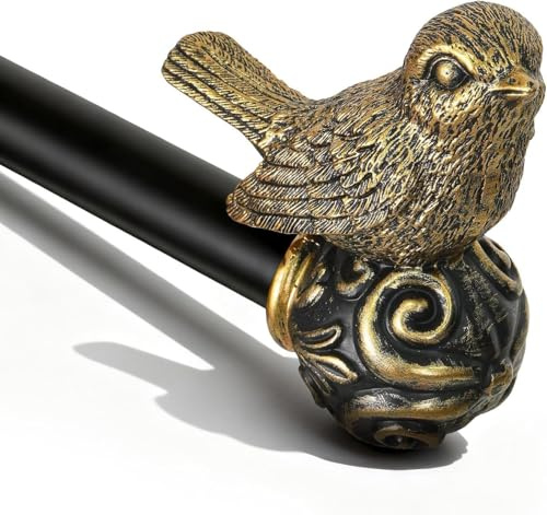 Gormena Gardinenstange Gold Antik 80-148cm Metall Ausziehbare Vintage | Ø25mm Lang Vorhangstange Wandmontage mit Vogel-Endstücken und Halterungen für Wohnzimmer Schlafzimmer Küche Terrasse Fenster