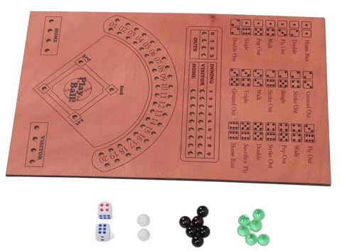 Keenso Baseball-Würfel-Brettspiel mit Würfeln und Murmeln, Geeignet für Alle Altersgruppen, Inklusive Aufbewahrungstasche
