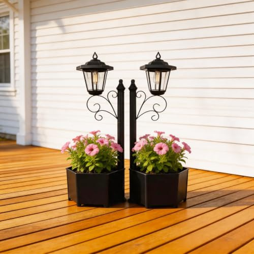 DJGIFI 2er Set Solarlampen für Außen, mit Blumentopf 75cm Vintage | 2er Set