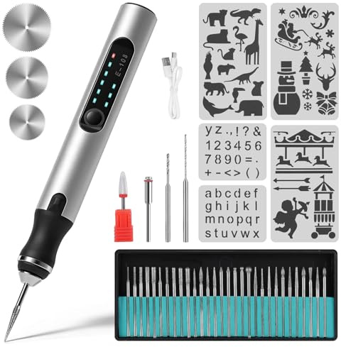 Penna per incisione elettrica con 37 punte, mini penna per incisione con regolatore a 3 velocità, ricaricabile tramite USB, macchina per incisione multifunzione, per gioielli, vetro, ceramica