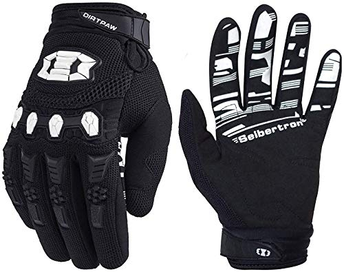 Seibertron Silicone Antidérapant Cyclisme Vélo Motocross Course BMX MX ATV VTT Gants Plein-Doigt de Moto Femmes Homme Écran Tactile pour Smartphone GPS Enfants Et Adolescents Black XS
