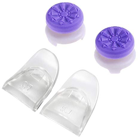 ANDERK Thumb Stick Aufsätze für PS4 Controller ( für ego schooter spiele ) | PS4 Controller Sticks | PS4 Controller Schutzkappen ,Lila und Transparent