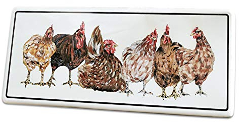 Loberon Deko-Schild Davies, Hühner-Motiv, Detailgetreue Bemalung, zum Hängen oder Anlehnen, Osterdekoration, Ostern, Wanddeko, Eisen, weiß