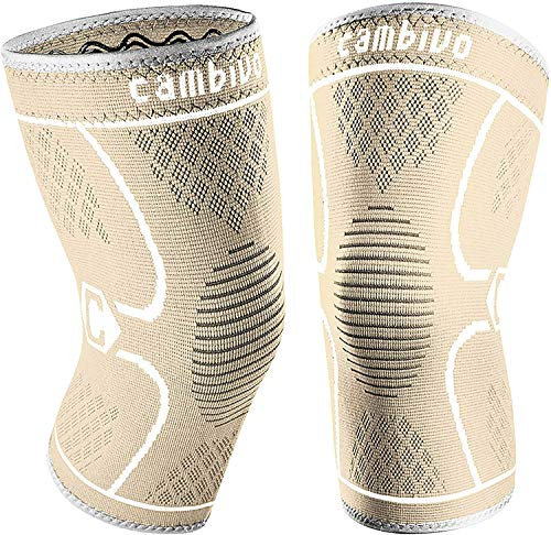 CAMBIVO 2Pcs Rodilleras Menisco y Ligamento, Rodilleras Gym de Compresion, Rodillera Transpirable y Antideslizante para Gym, Voleibol, Baloncesto, Correr, Bicicleta, Unisex