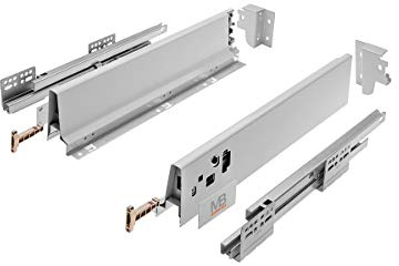 GTV - Modern Box Schublade I L=250mm H=83 mm I Grau I Leises Schließen I Belastung bis zu 40 kg I Einfache Installation I Synchronisation des Fahrweges der Führungen I PB-D-KPL250A | Leises Schließen Einfache Installation PB-D-KPL250A