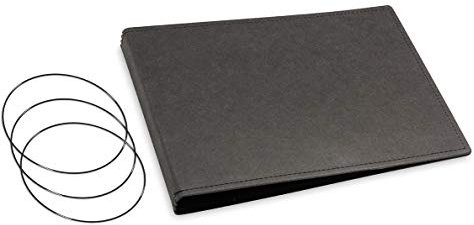 A5+ Querformat, revolutionäres, nachhaltiges X17-Konzept für Notizbuch Personal Organizer und Terminplaner/Hülle für 3 Hefte! Vegan, Deutsches Zellulose-Material, schwarz, Made in Germany