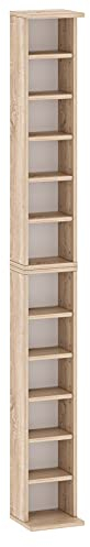 MediaTower - Kompaktes DVD-Regal und CD-Ständer für 102 CDs lub 36 DVDs/Blue Ray Wohnzimmerregal Standregal in Vier Farben (Eiche Sonoma, 20 x 21 x 183.6)