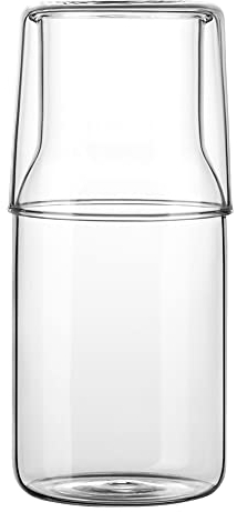 Ensemble de carafe à eau de chevet avec gobelet en verre pour chambre à coucher, table de nuit, bouteille en verre pour bain de bouche, bouteille d'eau froide avec tasse, 500 ml (transparent)