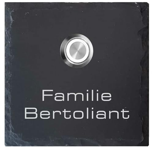 Tomtec Türklingel Schiefer Haustürklingel Klingelplatte Schiefer Klingelschild Design Tomtec 130x130mm