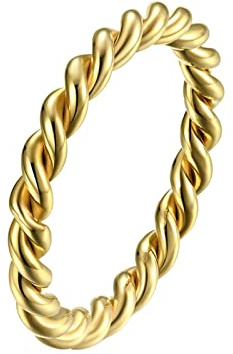 KnBoB 3MM Ringe Partnerringe, Silber Spiral Gedreht Ring Edelstahl Eheringe Hochzeit für Paar