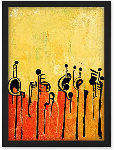 Doppelganger33 LTD Abstract Music Band Figures In Warm Acrylic Tones Musical Artwork Framed Wall Art Print A4