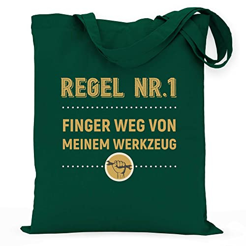 wowshirt Stoffbeutel Jutebeutel Regel Nr 1 Finger Weg von Meinem Werkzeug Handwerker Mechaniker Heimwerker Bastler, Farbe:Bottle Green