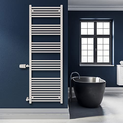 SHV Badheizkörper Andromeda mit Seitenanschluss in Weiß - 600 x 1750 mm (Anschluss 600 mm) | Heizkörper für Badezimmer, Handtuchhalter für Wand im Bad, Handtuchheizkörper