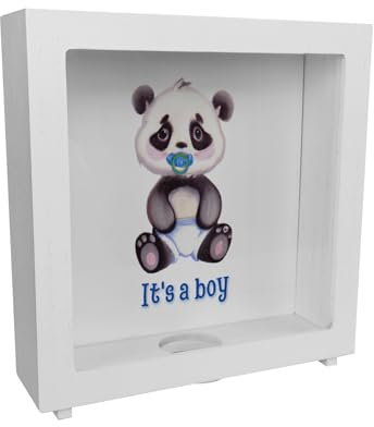 It's a Boy Baby Panda Rahmen Spardose aus Holz in blauum auf einen Wunsch zu sparen für Liebhaber von Babyparty Geburt