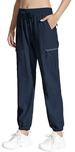 MOCOLY Pantaloni Trekking Cargo Impermeabili Donna Montagna Tecnici Esterno Traspiranti ad Asciugatura Rapida Sportivi Comodi Leggeri con Tasche e Protezione UV Blu Navy XS