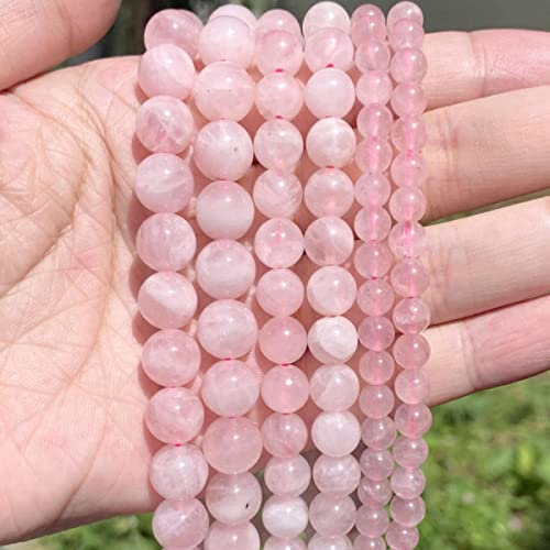 Natural Pink Rose Quartz Stone Beads Round Loose Spacer Beads For Jewelry Making DIY Bracelet Handmade 6/8/10mm-pink,6mm 59 to 61pcs