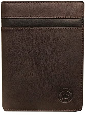 Frédéric Johns Portefeuille Homme - Grand Portefeuille - Portefeuille Cuir Veritable - Porte Carte Homme Cuir Modèle World (Choco)