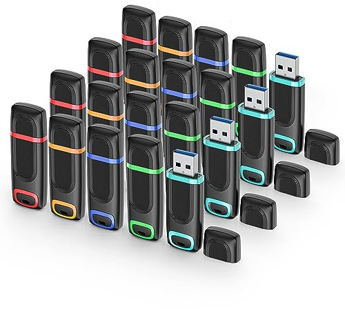 Vanauny 20Pack USB Sticks 16GB Memory Stick USB 2.0 Flash Drive Cap Design Pen Drive Thumb Drive with LED Indicator for PC, Laptop, Printer, TV, Car (20Pack 16GB)
