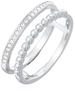Elli Ring Damen Statement Zweireihig Kugel Silberfarben mit Kristallen