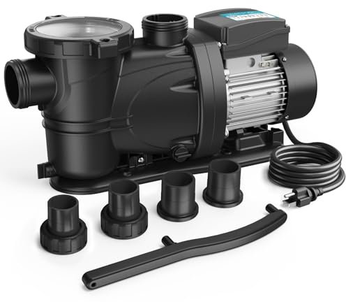 Vidapool 3/4 HP Pool Pump with timer, 4135GPH, 115V, 2 Interfaces, Powerful Above Ground Self Primming Swimming Pool Pumps with Filter Basket