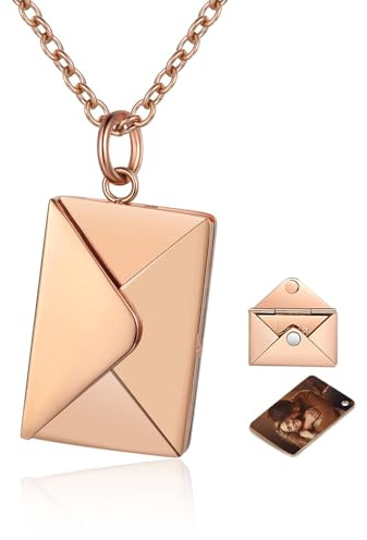 Jeweidea Kette mit Foto Personalisierte Kette Damen mit Gravur Bild Anhänger Edelstahlkette Personalisiertes Geschenk für Männer/Frauen Schmuck