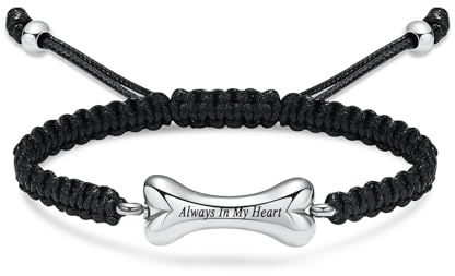 AIWENXI Hundeknochen-Urnen-Armband, Asche-Andenken, verstellbarer Feuerbestattungsschmuck, geflochtenes Seil, Urnen-Armband für Haustiere, Asche, Hundeurnen-Schmuck für Damen und Herren