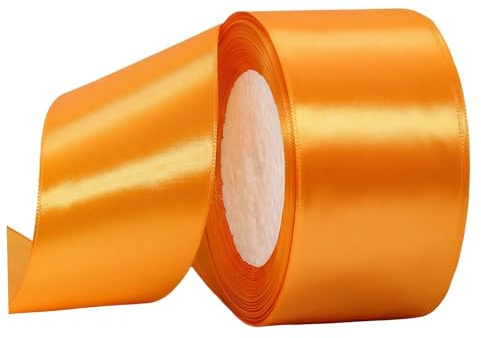 Orange Satinband 40mm,Geschenkband Satinband 22 Meter Polyesterband, Orange Schleifenband für Stoffband zum Basteln, Kuchenband, Haarschleife, Polyesterband, Weihnachtsdekoration, Hochzeitsautoband